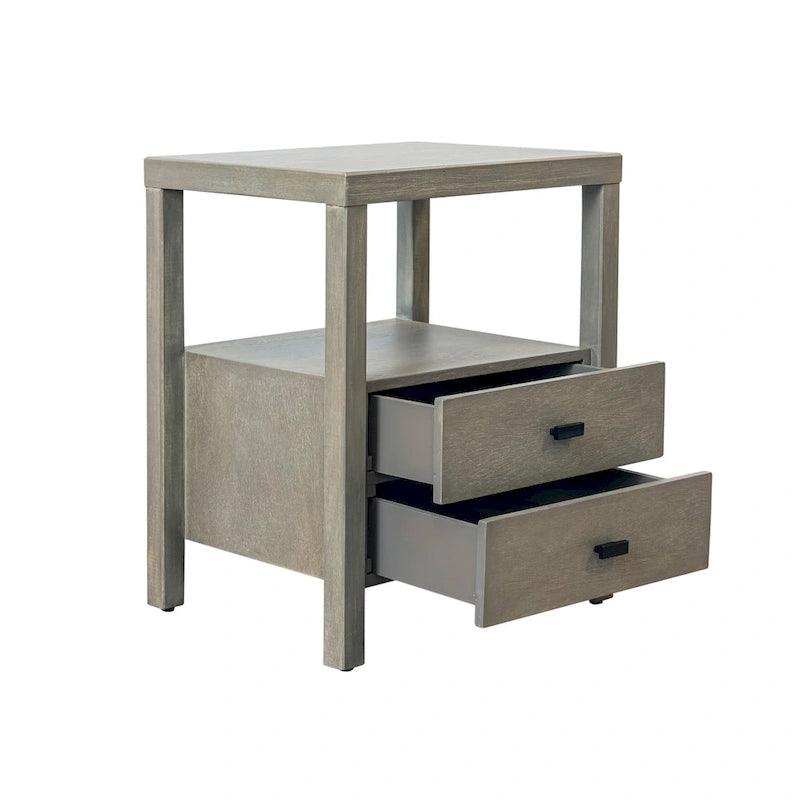 Painted Solid Acacia Wood Storage End Table