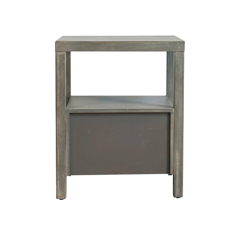 Painted Solid Acacia Wood Storage End Table
