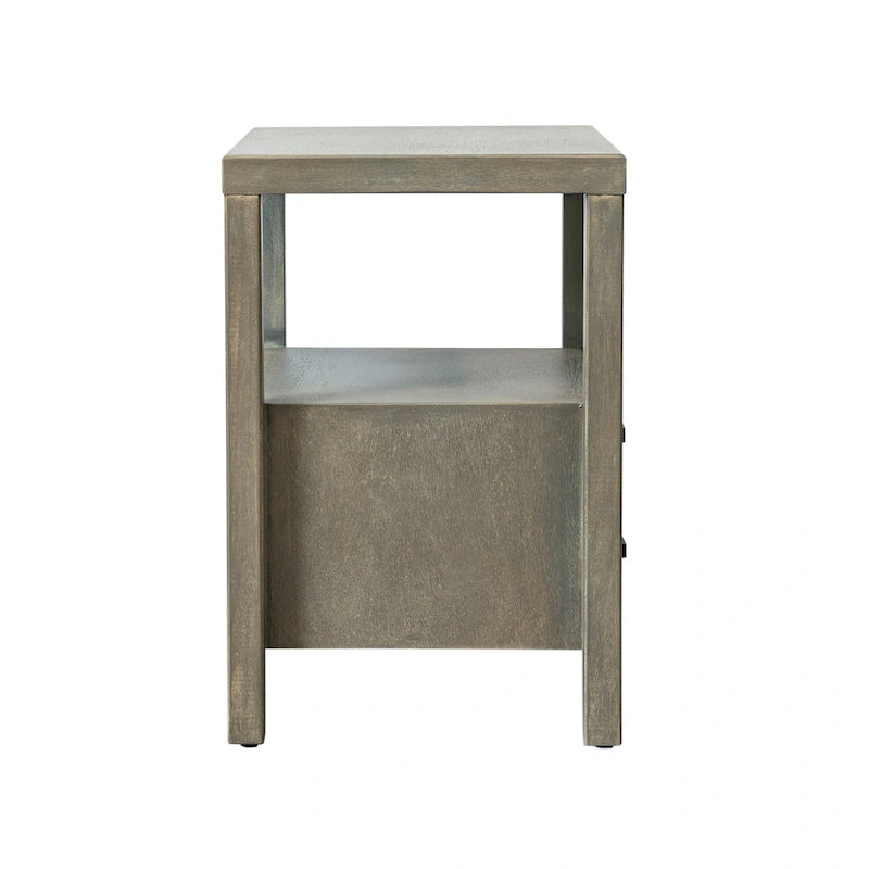 Painted Solid Acacia Wood Storage End Table