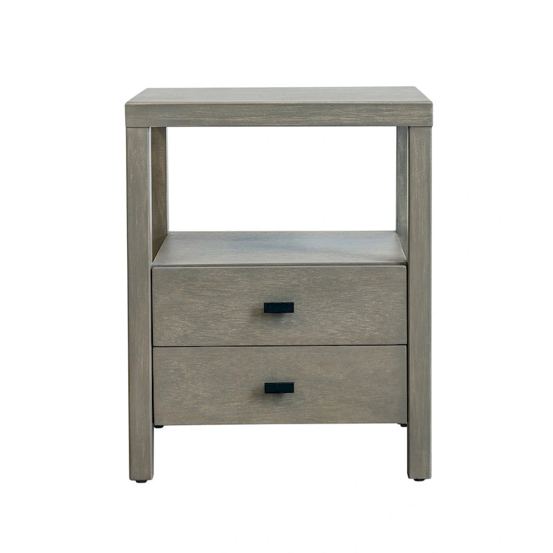 Painted Solid Acacia Wood Storage End Table