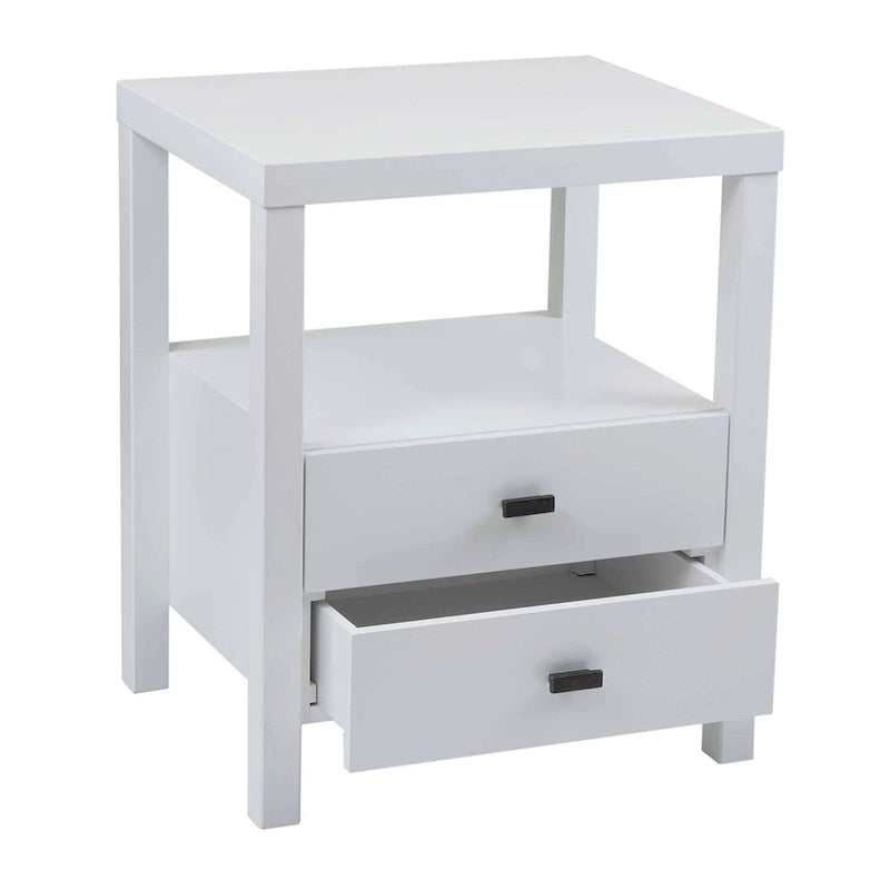 Painted Solid Acacia Wood Storage End Table