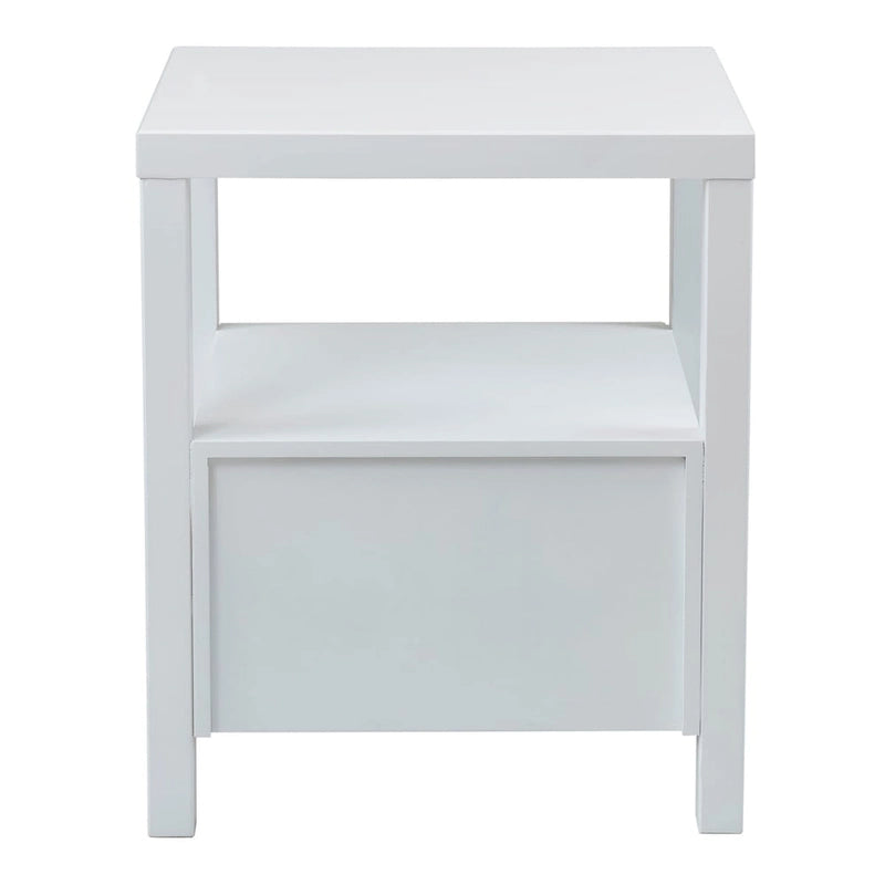 Painted Solid Acacia Wood Storage End Table