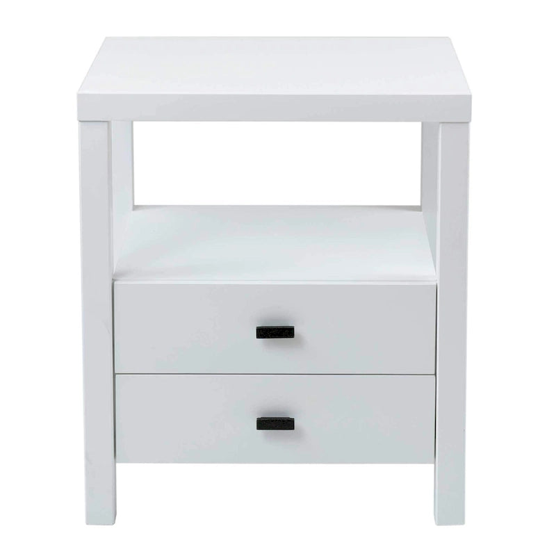 Painted Solid Acacia Wood Storage End Table