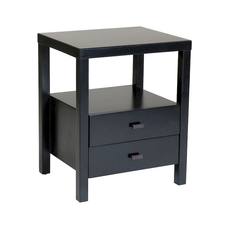 Painted Solid Acacia Wood Storage End Table