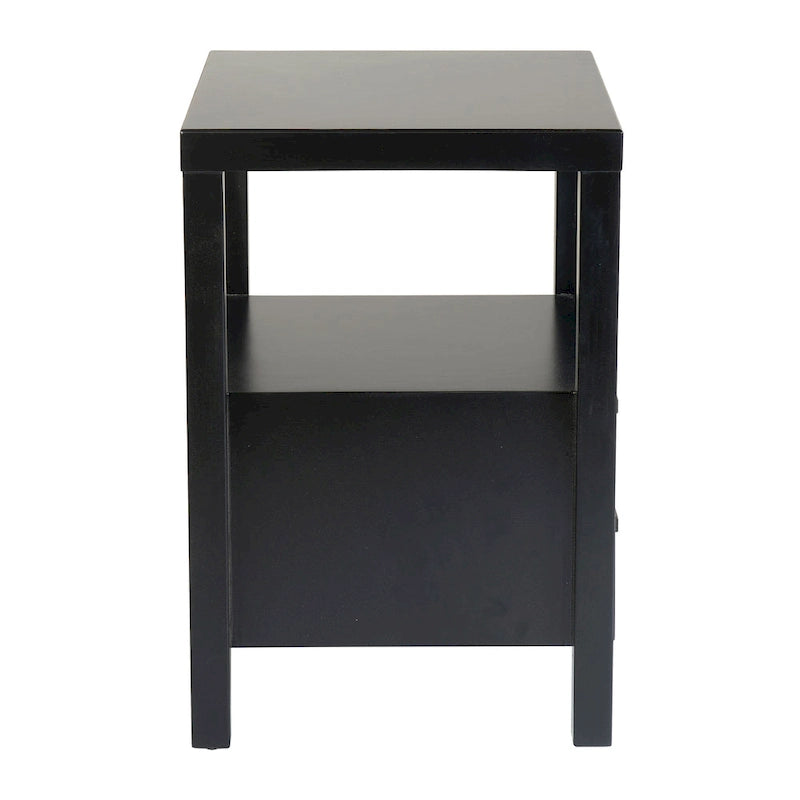 Painted Solid Acacia Wood Storage End Table