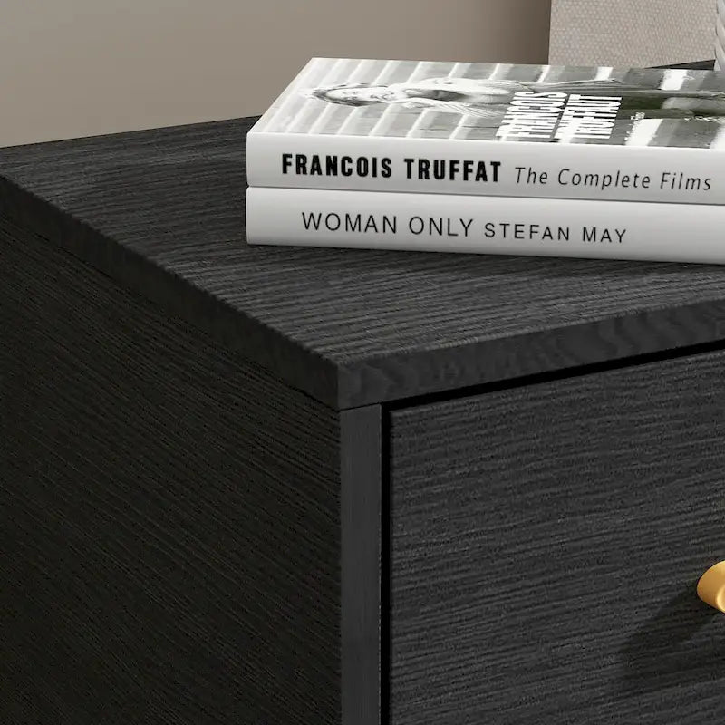 23.6-Inch Tall 1-Drawer Wood Nightstand with Metal Legs