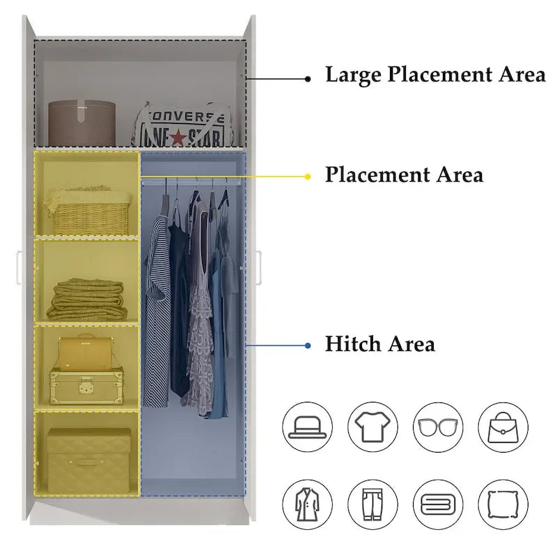 5-Tier Wardrobe Cabinet with 2 Doors