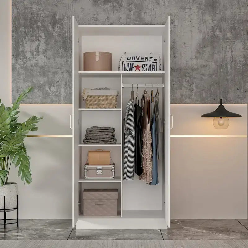 5-Tier Wardrobe Cabinet with 2 Doors