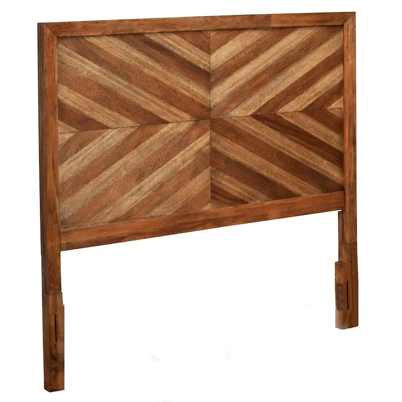 Mid-Century Modern Upholstered Platform Bed with Wingback Headboard