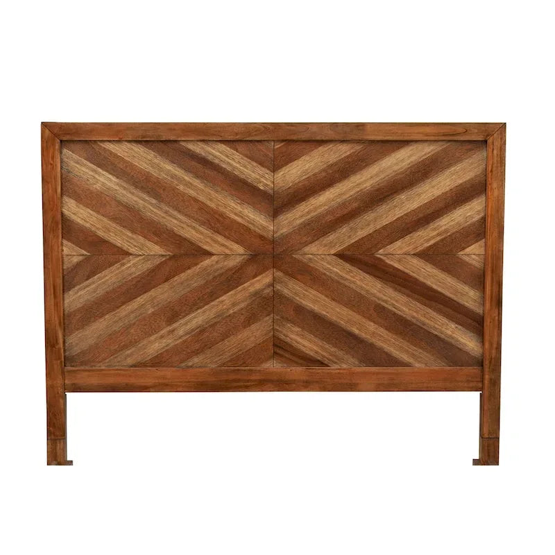 Mid-Century Modern Upholstered Platform Bed with Wingback Headboard