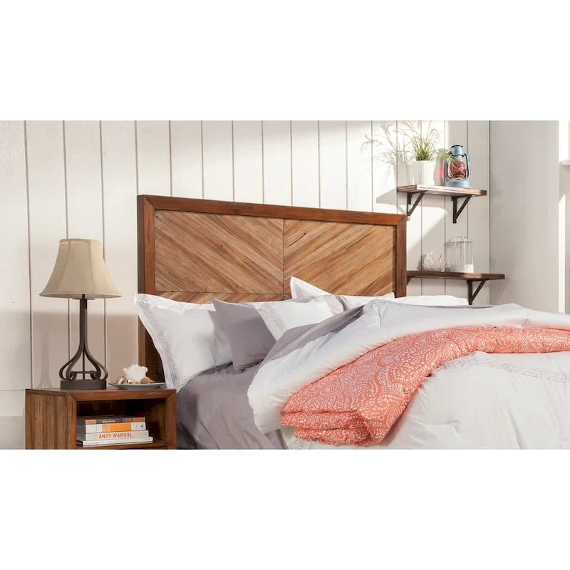 Mid-Century Modern Upholstered Platform Bed with Wingback Headboard