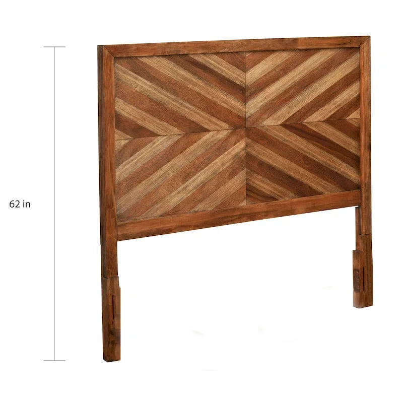 Mid-Century Modern Upholstered Platform Bed with Wingback Headboard