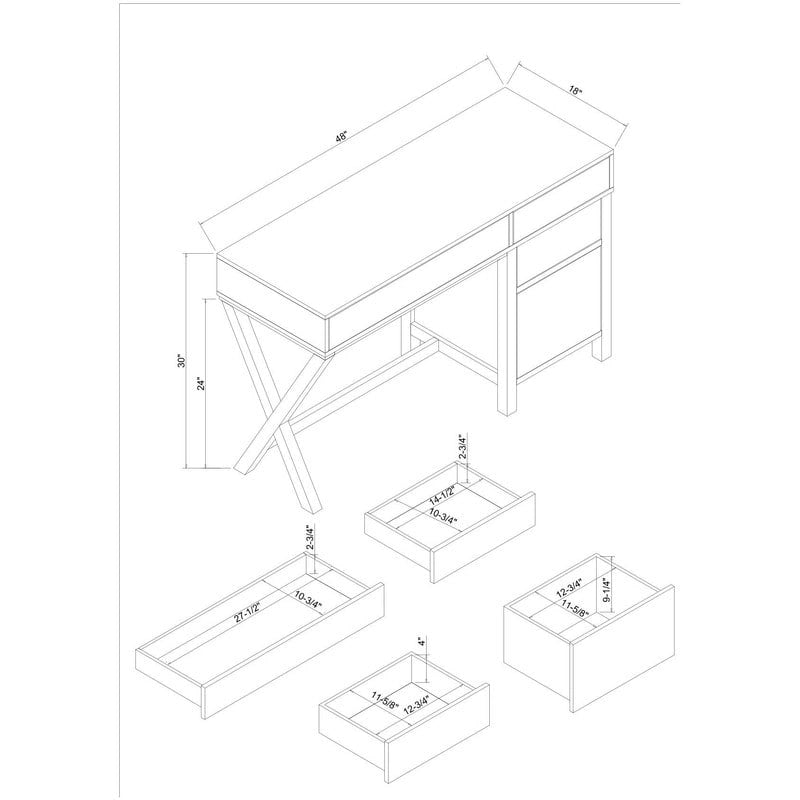 Side Storage Desk with Drawers