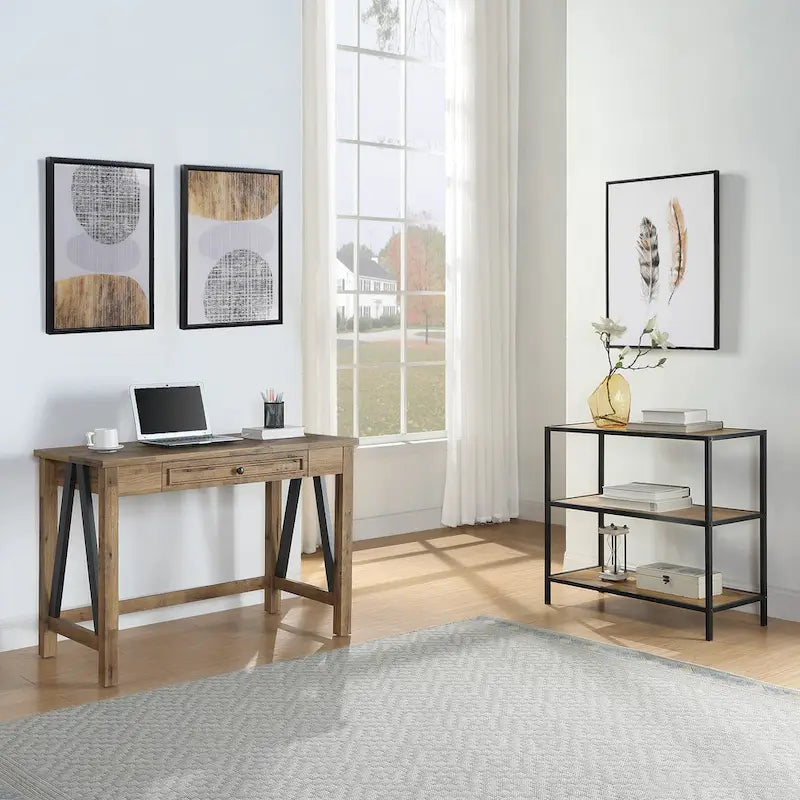 Salvage Oak Writing Desk with Drawer