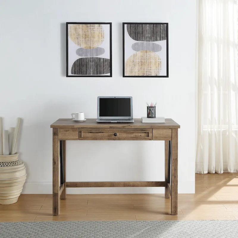 Salvage Oak Writing Desk with Drawer