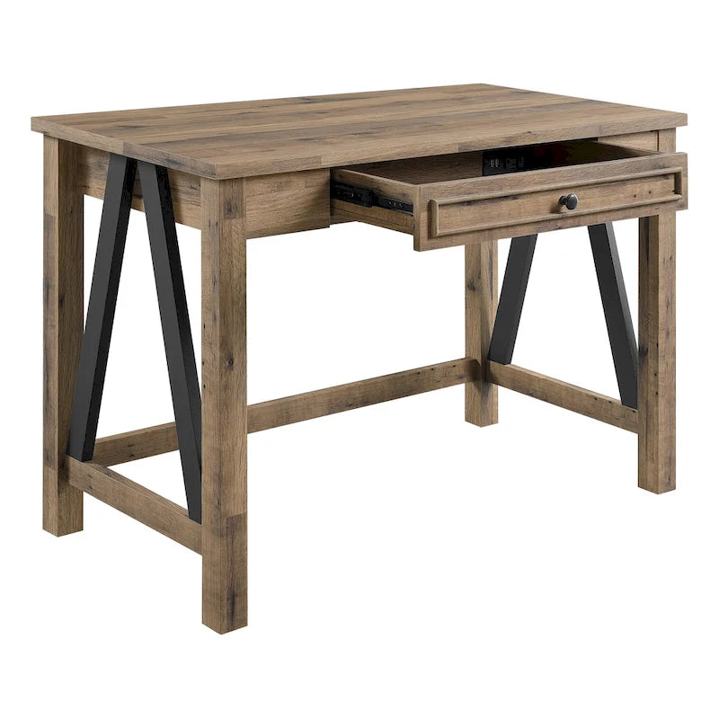 Salvage Oak Writing Desk with Drawer