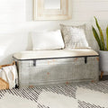 18-inch Grey Metal Fabric Bench