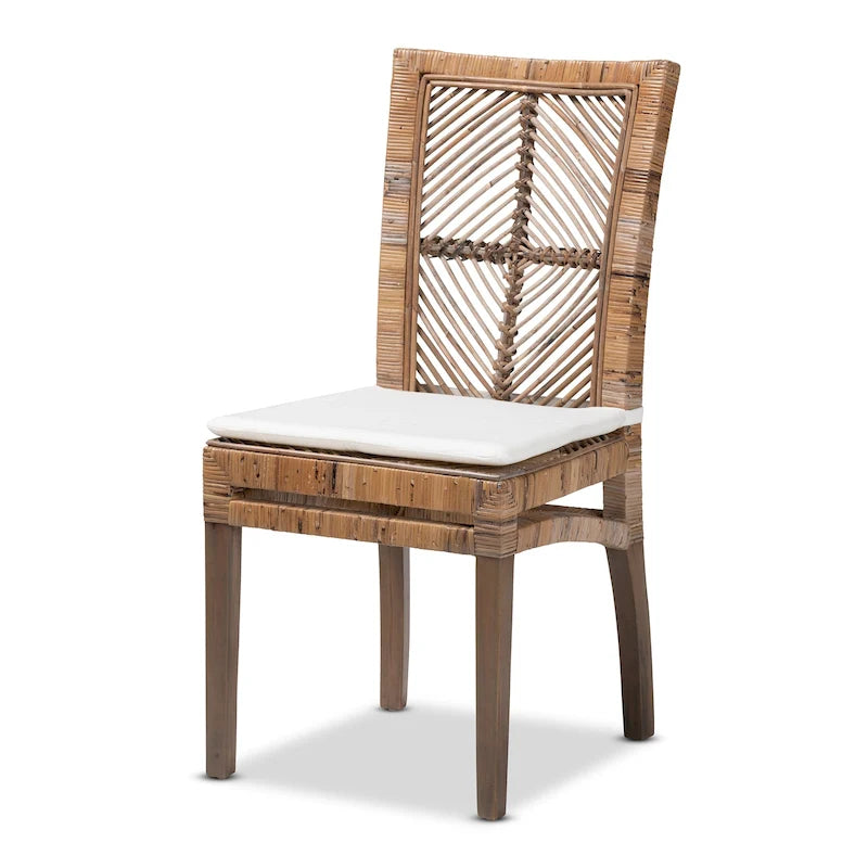 Modern Bohemian Rattan Dining Chair with Cushion