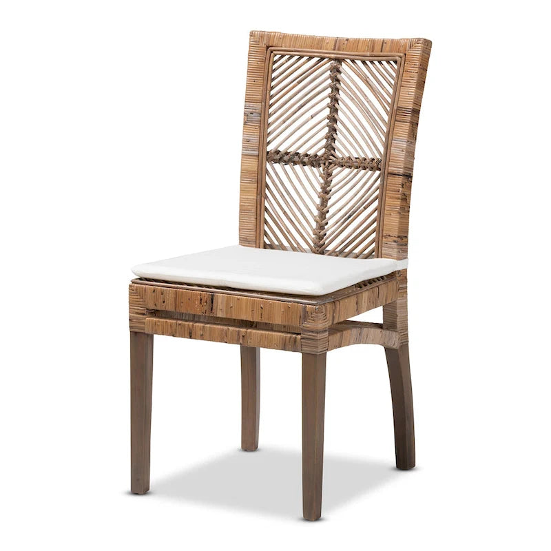 Modern Bohemian Rattan Dining Chair with Cushion