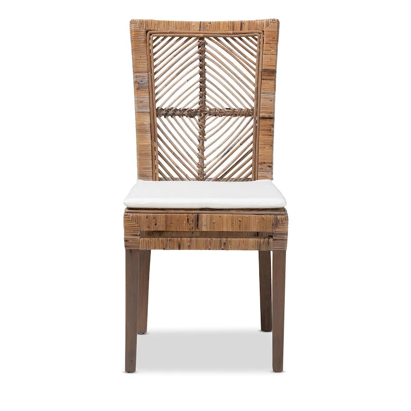 Modern Bohemian Rattan Dining Chair with Cushion