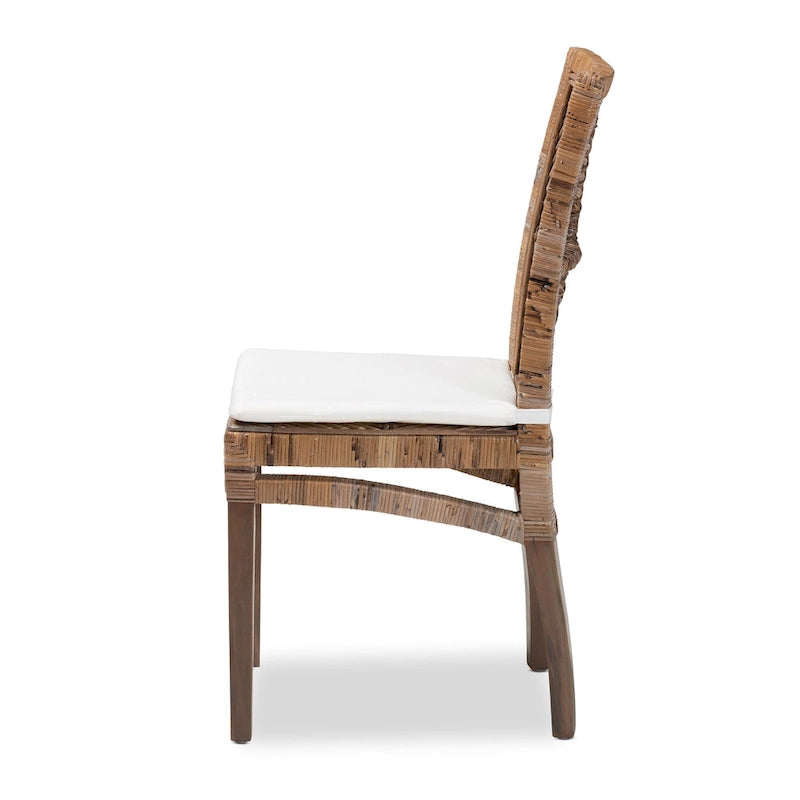 Modern Bohemian Rattan Dining Chair with Cushion