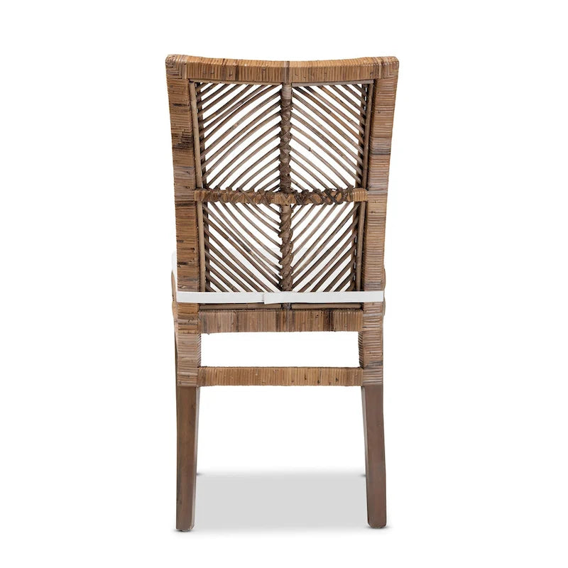 Modern Bohemian Rattan Dining Chair with Cushion