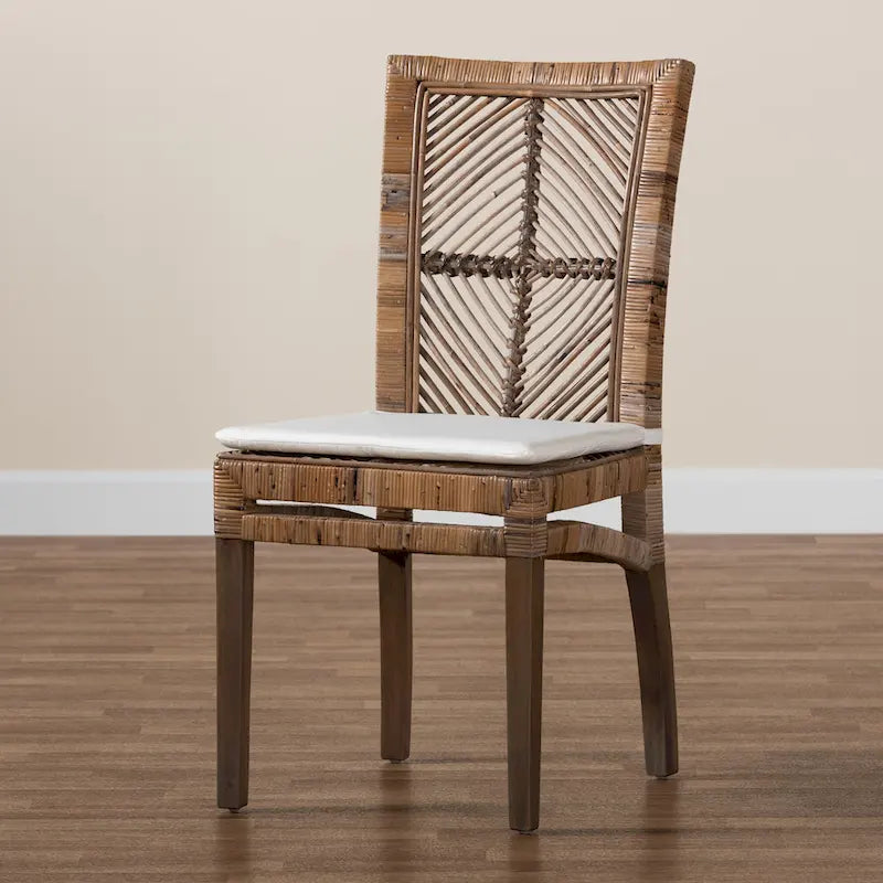 Modern Bohemian Rattan Dining Chair with Cushion