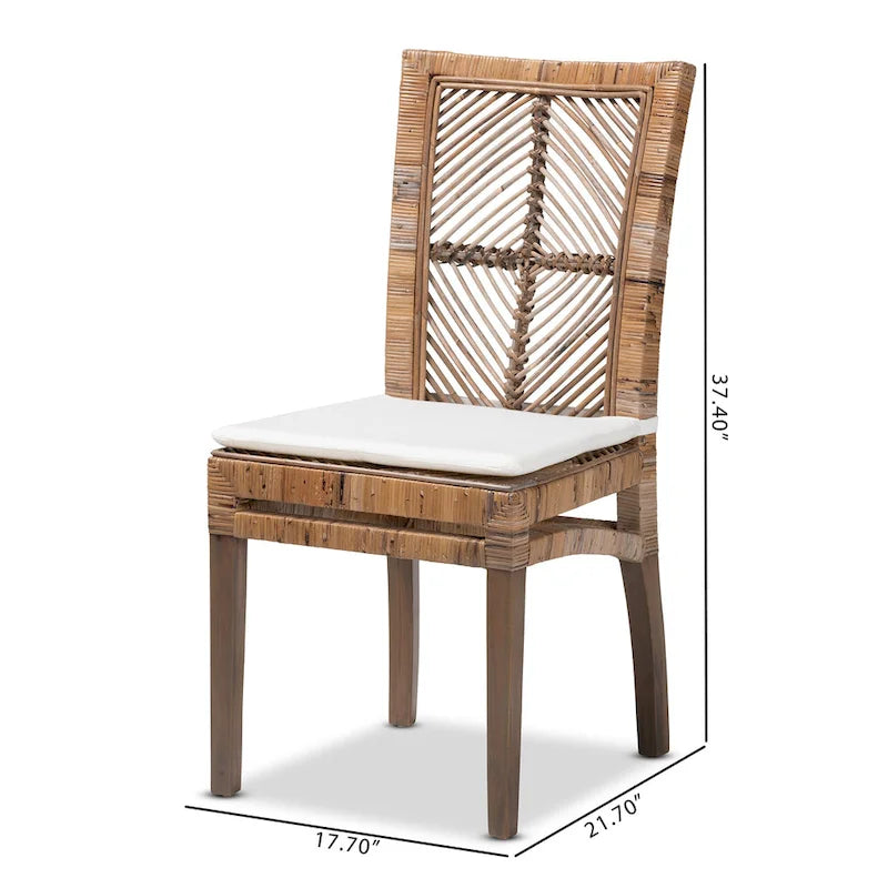Modern Bohemian Rattan Dining Chair with Cushion