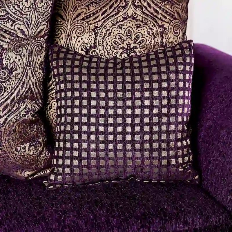 Traditional Purple Chenille Rolled Arms Loveseat