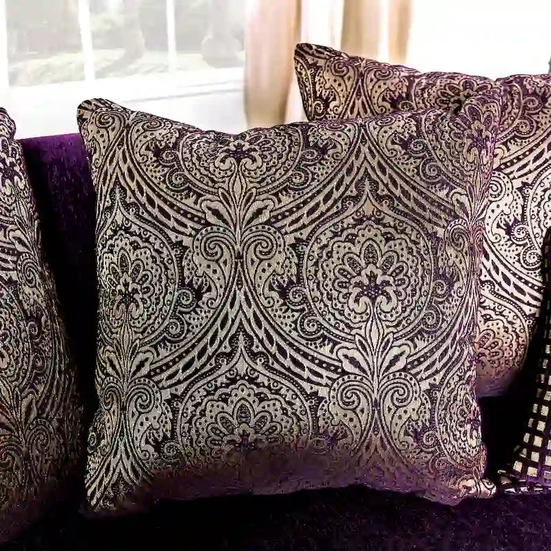 Traditional Purple Chenille Rolled Arms Loveseat