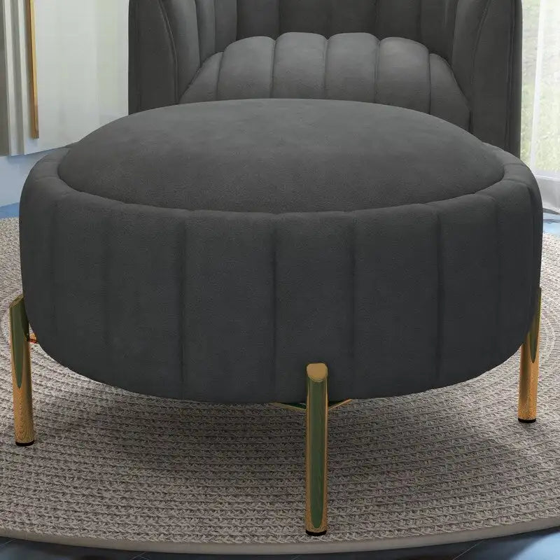 Contemporary Tufted Velvet Swivel Club Chair with Ottoman