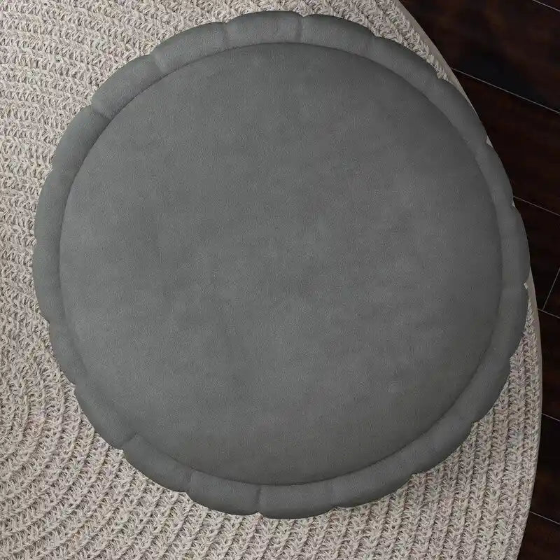 Contemporary Tufted Velvet Swivel Club Chair with Ottoman