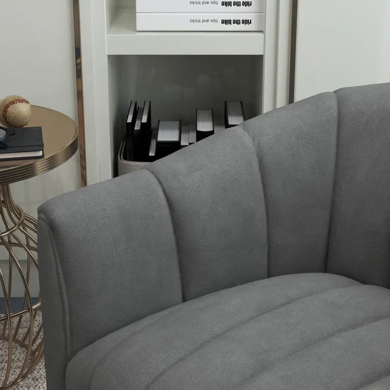 Contemporary Tufted Velvet Swivel Club Chair with Ottoman