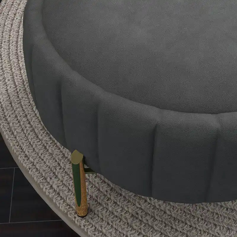 Contemporary Tufted Velvet Swivel Club Chair with Ottoman