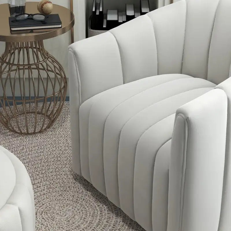 Contemporary Tufted Velvet Swivel Club Chair with Ottoman