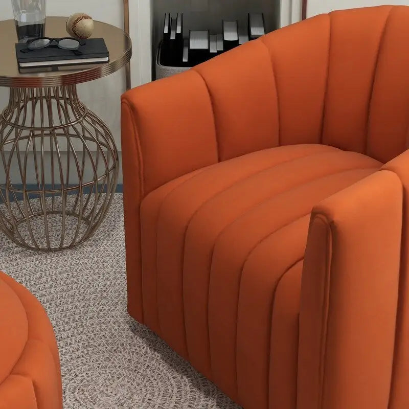 Contemporary Tufted Velvet Swivel Club Chair with Ottoman