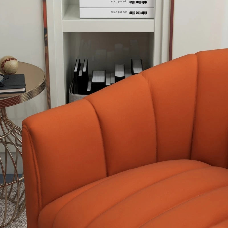 Contemporary Tufted Velvet Swivel Club Chair with Ottoman