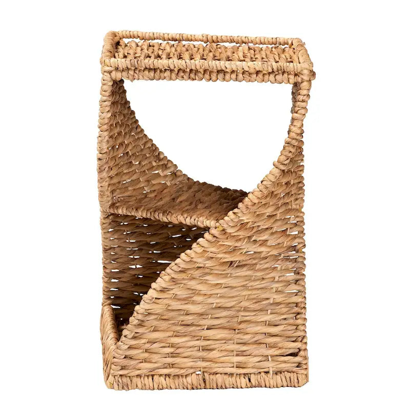 Modern Bohemian Seagrass and Metal End Table