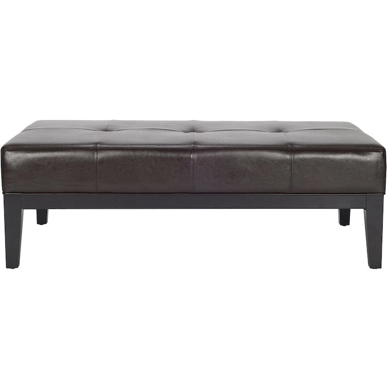 Brown Bicast Leather Rectangle Ottoman