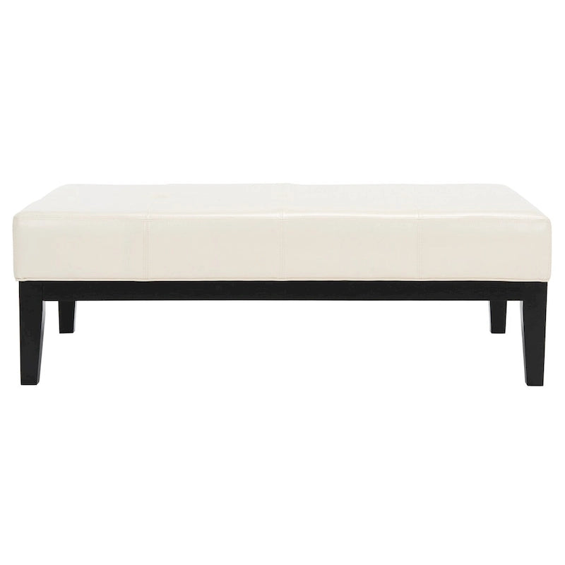 Brown Bicast Leather Rectangle Ottoman