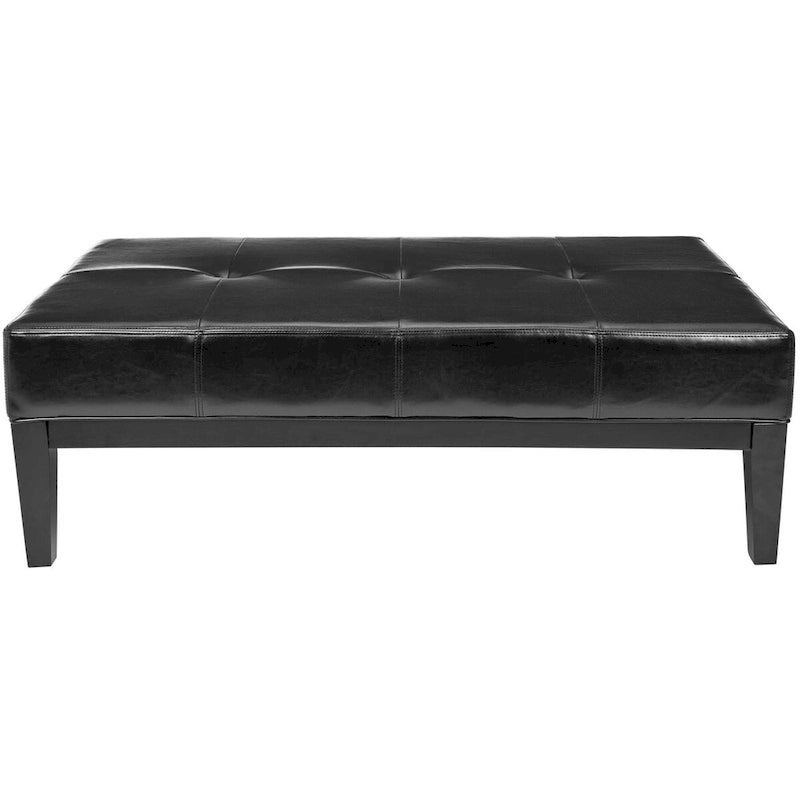Brown Bicast Leather Rectangle Ottoman