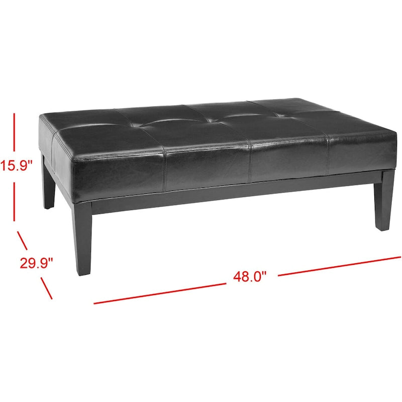 Brown Bicast Leather Rectangle Ottoman
