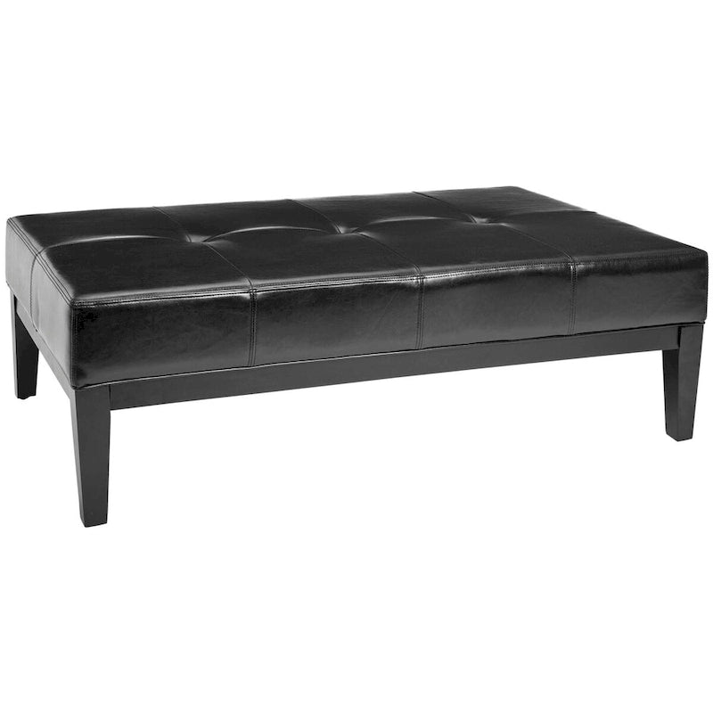 Brown Bicast Leather Rectangle Ottoman