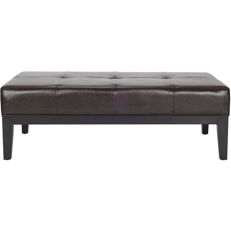 Brown Bicast Leather Rectangle Ottoman