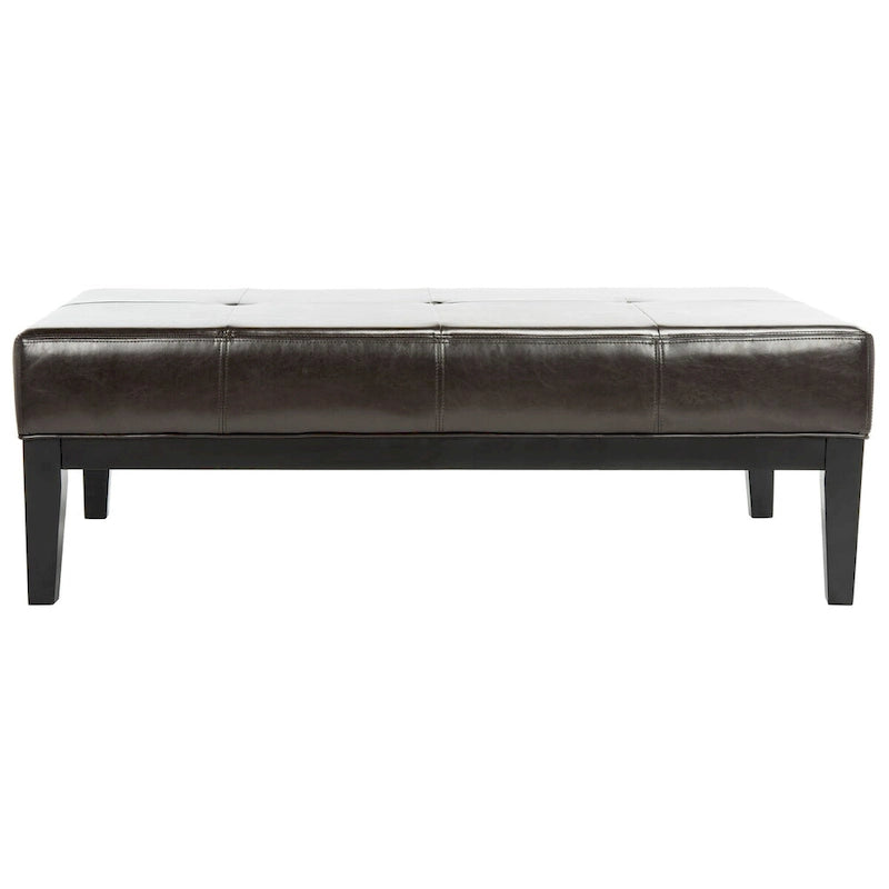 Brown Bicast Leather Rectangle Ottoman