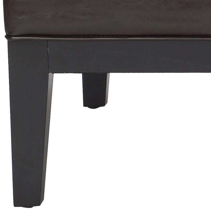 Brown Bicast Leather Rectangle Ottoman