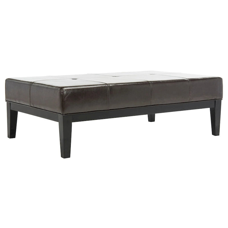 Brown Bicast Leather Rectangle Ottoman