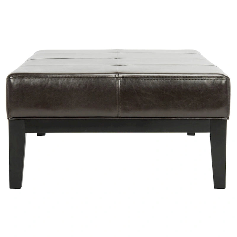 Brown Bicast Leather Rectangle Ottoman
