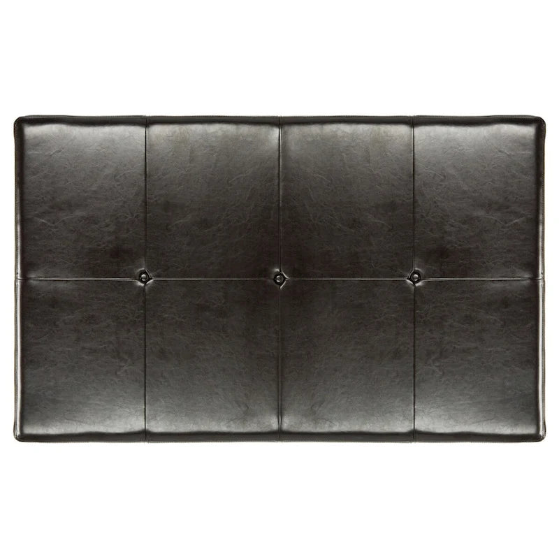 Brown Bicast Leather Rectangle Ottoman