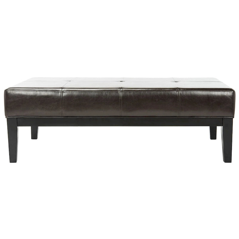 Brown Bicast Leather Rectangle Ottoman